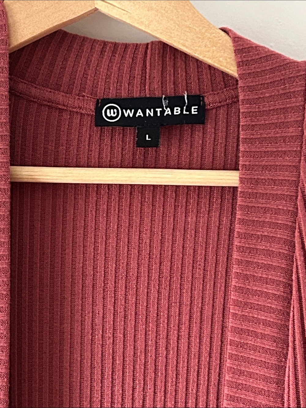 Wantable Ribbed Open-Front Long Cardigan - Brick Red - Picture 2 of 4